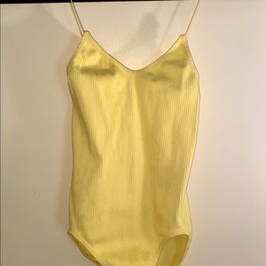 Yellow ribbed body suit